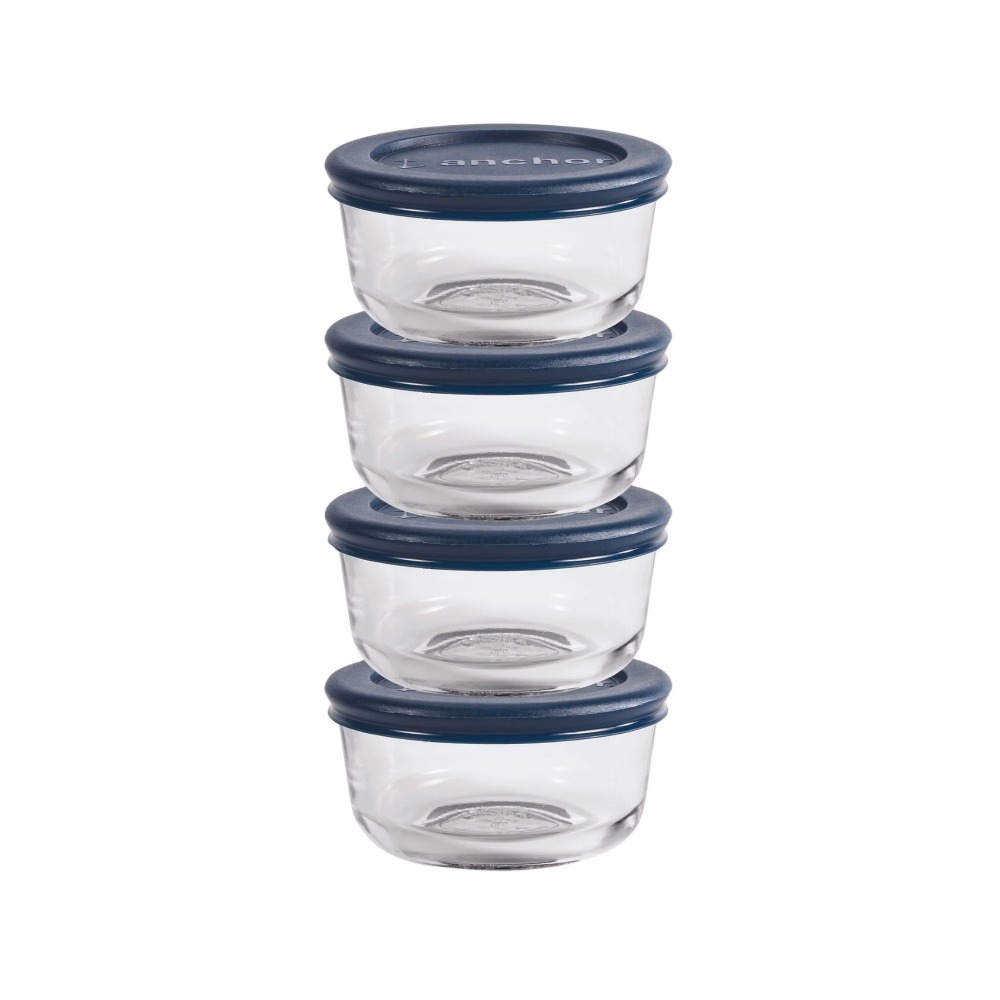 Kitchen Glass Baking Set - Runde Glas-Lebensmittelbehälter mit Deckeln, 4er-Set, 1