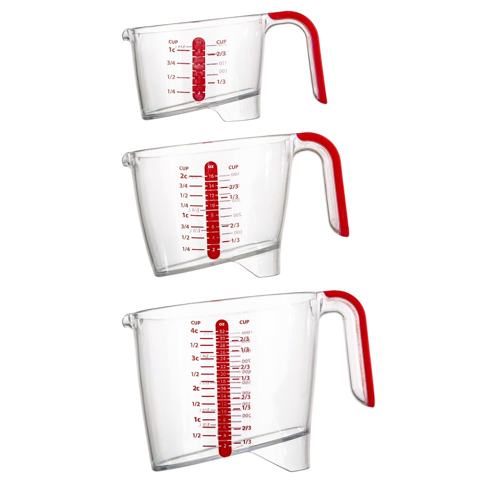 Kitchen Glass Baking Set - 3-teiliges Flüssigkeits-Messbecher-Set mit Leicht Ablesbaren Maßangaben