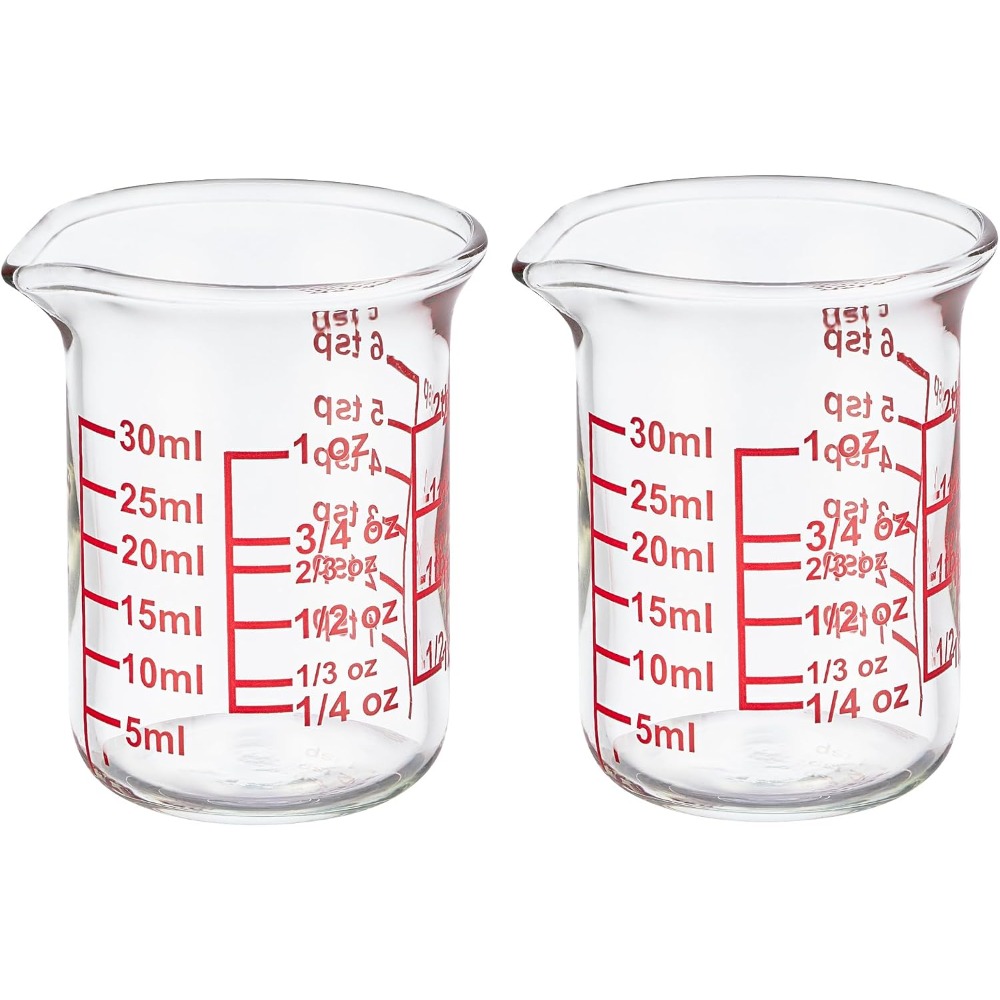 Kitchen Glass Baking Set - Hochwertiger Borosilikatglas-Messbecher mit V-förmigem Ausguss, 30ml