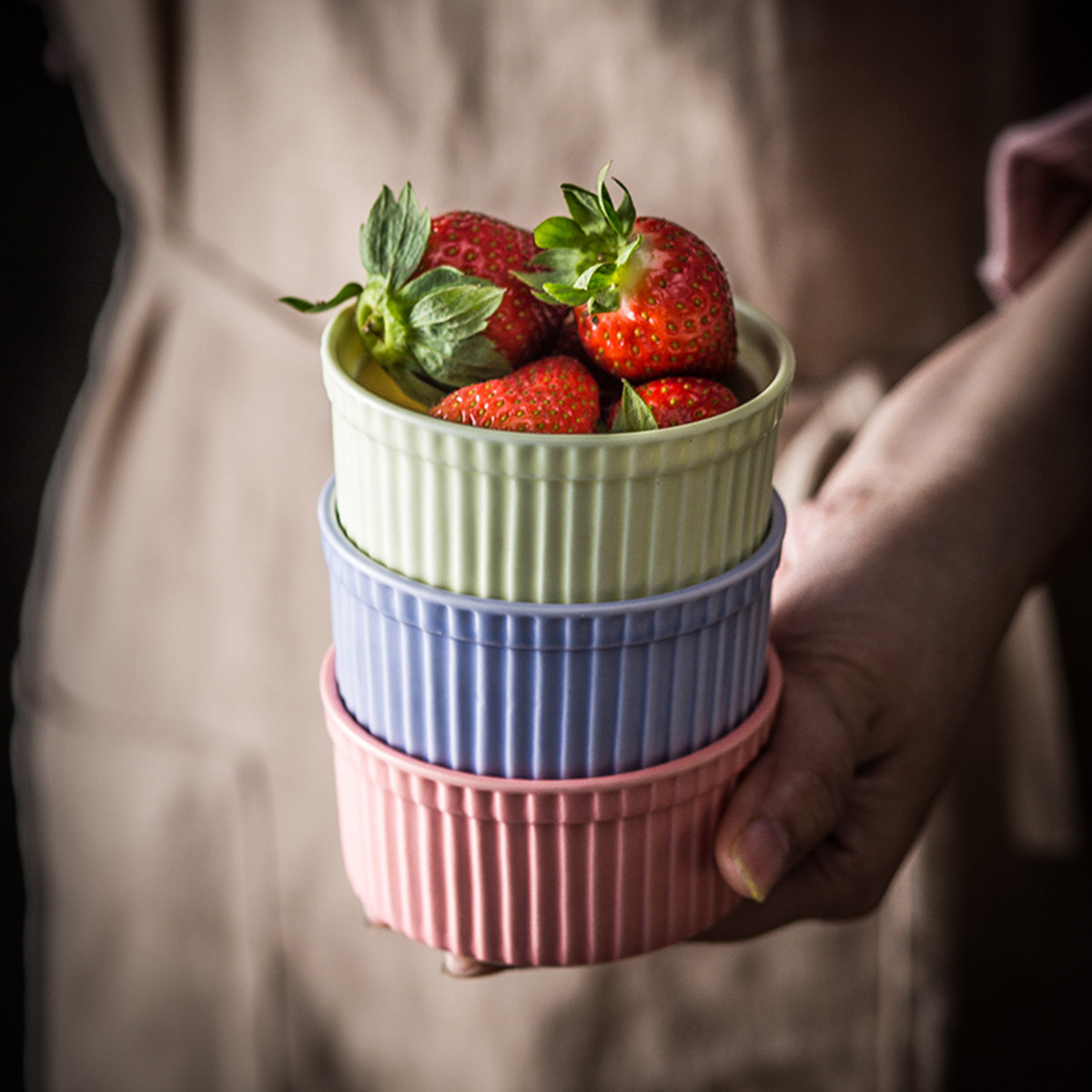 Kitchen Baking Bowls - Keramik-Backschüssel mit hitzebeständigem Deckel, Suppen-, Dessert-,