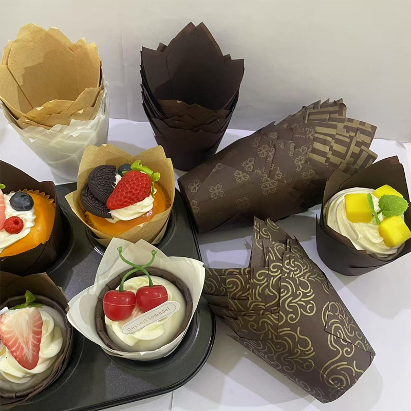 Kitchen Baking Paper - 50 Stück/100 Stück/200 Stück Tulpen-Kuchenpapierförmchen, hitzebeständige