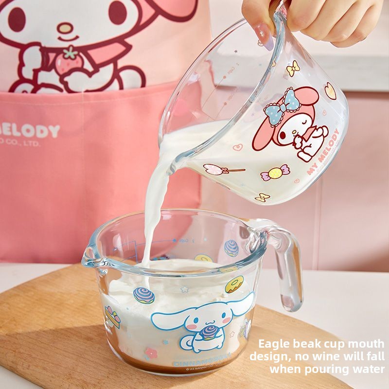 Kitchen Glass Baking Set - Niedlicher Cartoon-Messbecher im Kawaii-Design mit rosa