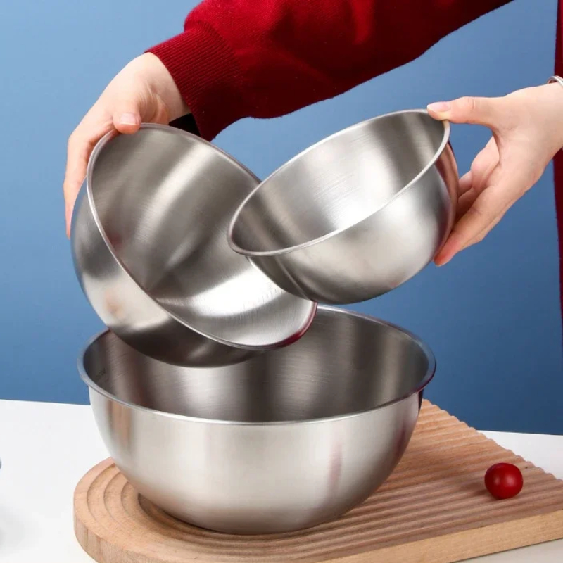 Kitchen Baking Bowls - 3PCS Edelstahl Kochschüssel, Haushaltswaage Schüssel, verdickte