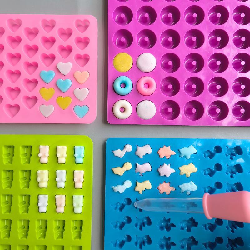 Kitchen Baking Tray Set - 1/5 Stück Bonbon-Gummibärchen-Formen-Set, Silikon-Bonbonformen mit 2