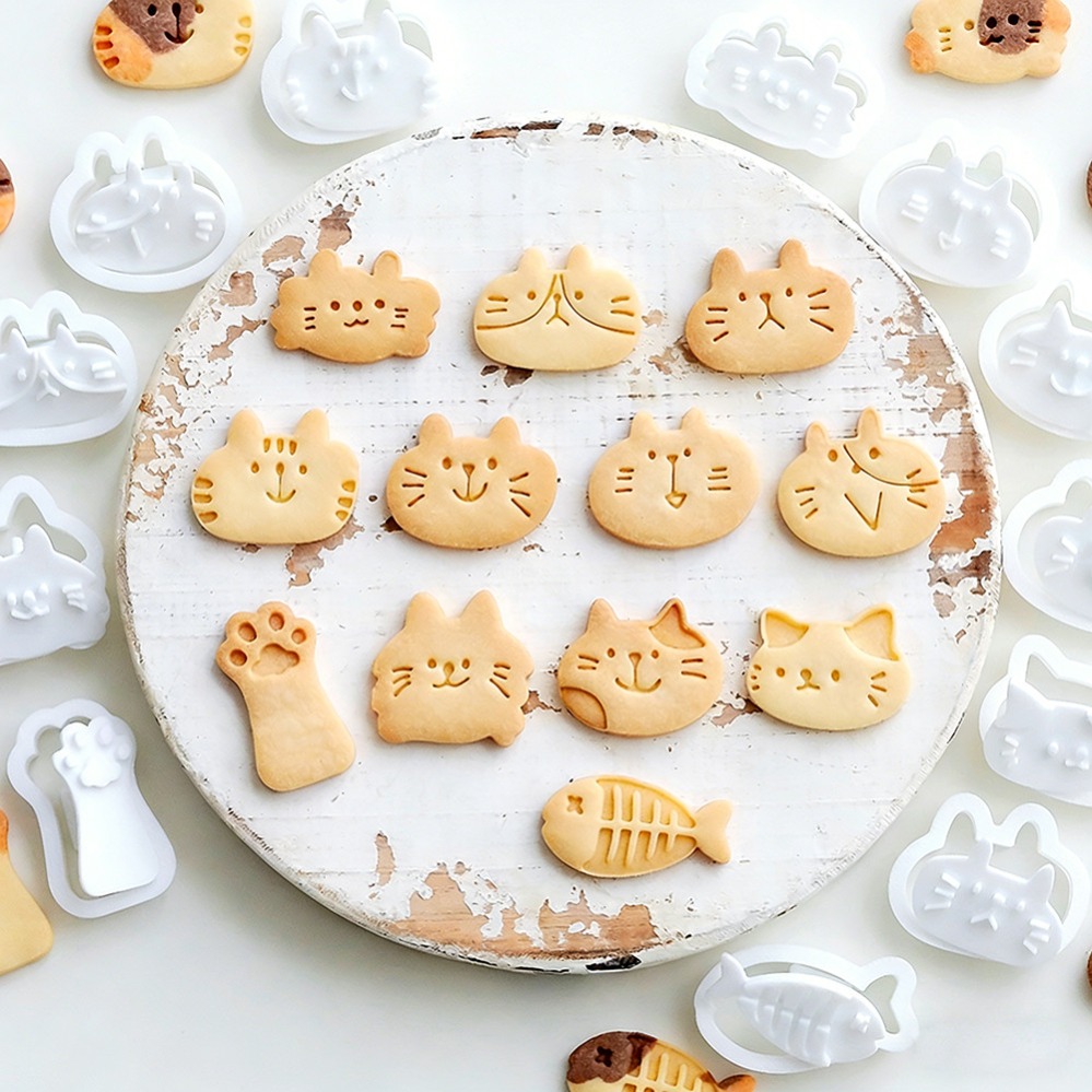 Kitchen Baking Cookies - Niedliche Kätzchen-DIY-Stempel-Keksausstecher Backform Backzubehör für die