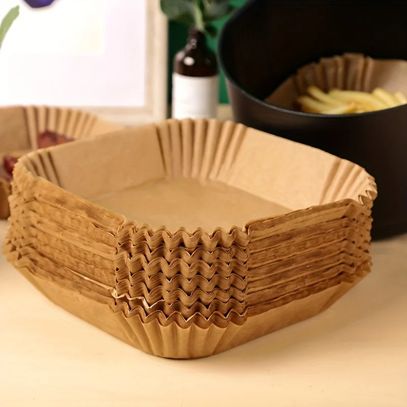 Kitchen Baking Paper - 30/50 Stück Luftfritteusen-Papier, quadratisch, Silikonpapier, Backen,
