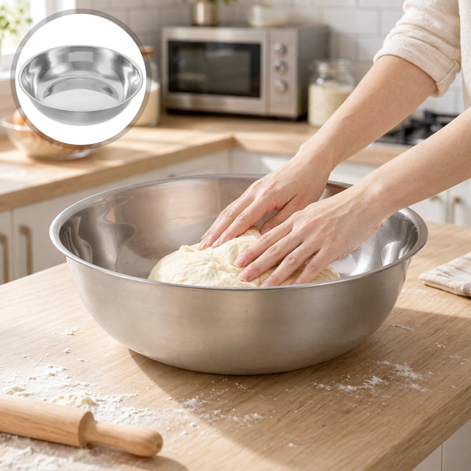 12,6 Zoll Edelstahl-Rührschüss – Kitchen Baking Bowls Bewertung und Preis