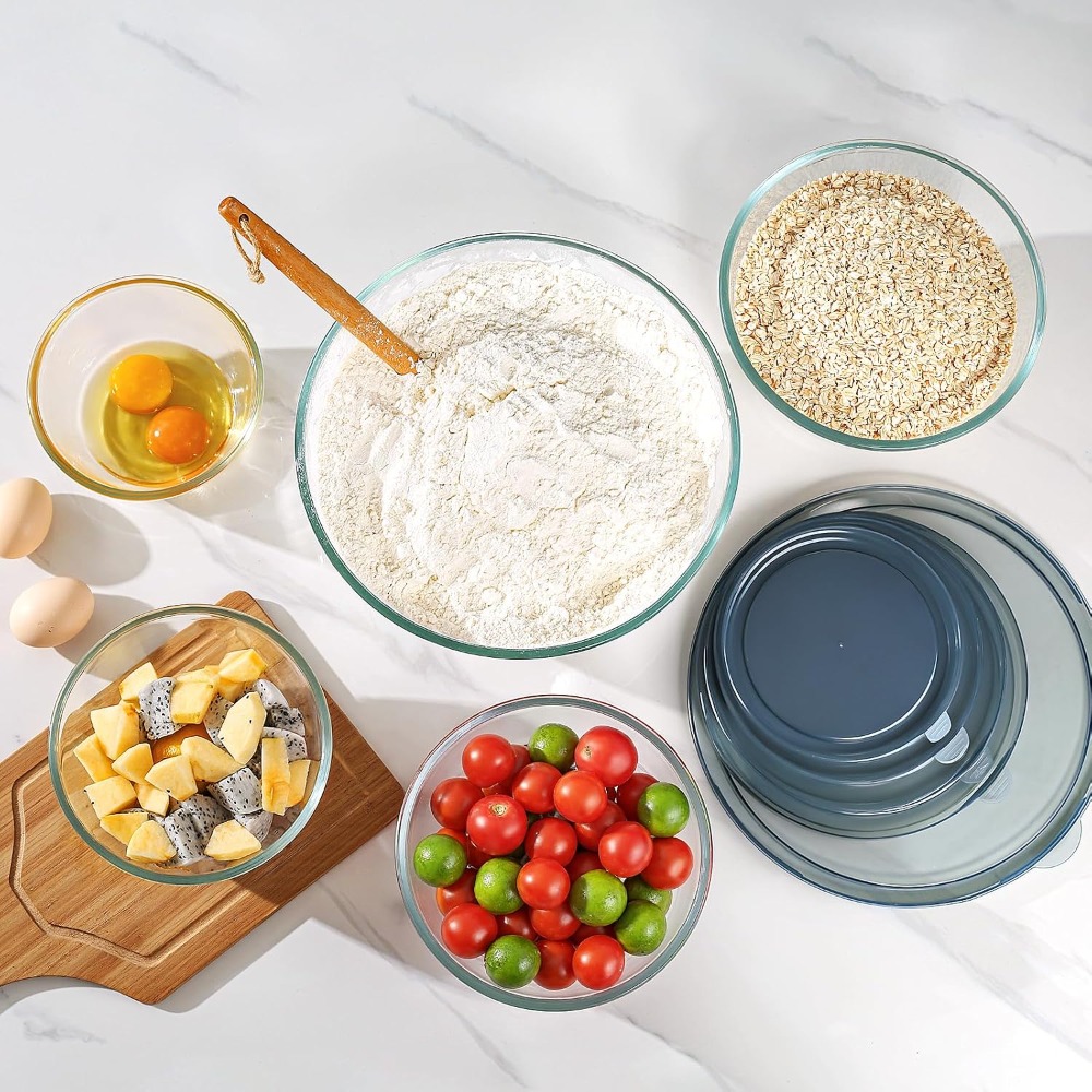 Glas-Rührschüsseln mit Deckeln – Kitchen Glass Baking Set Bewertung und Preis