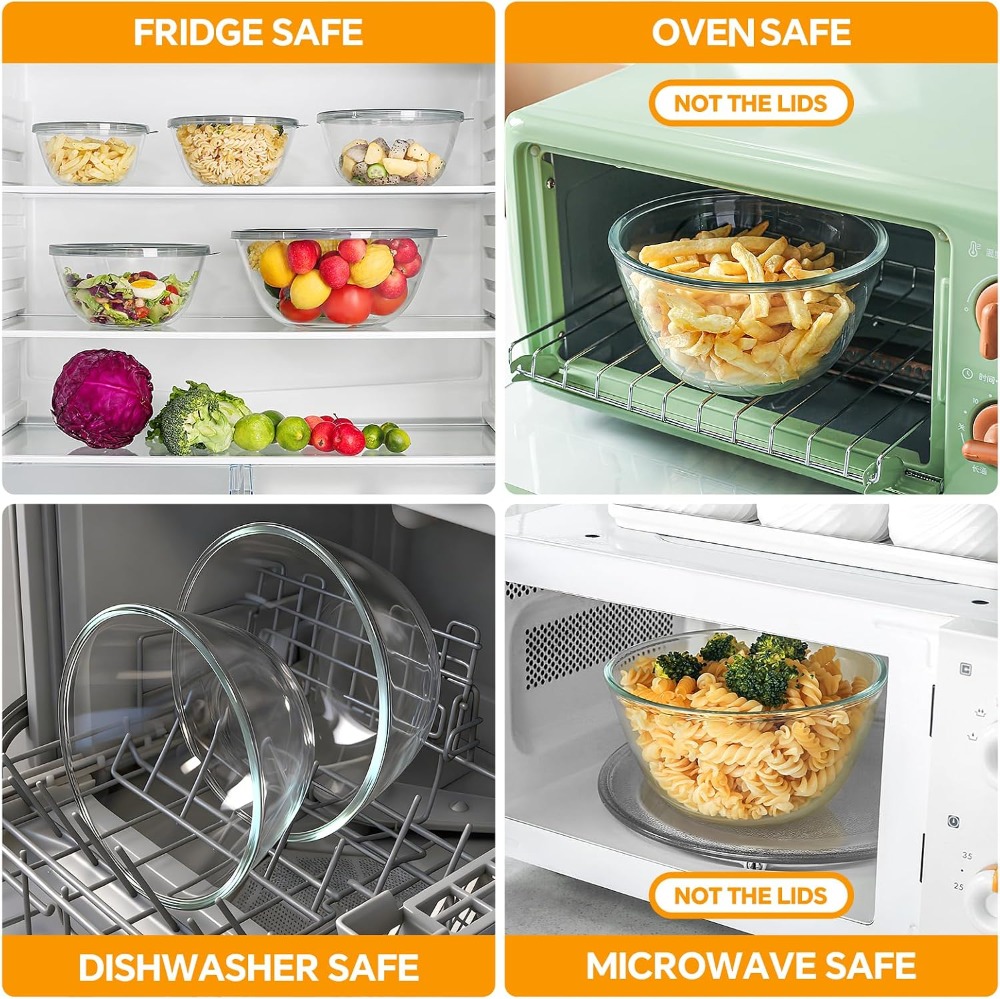 Glas-Rührschüsseln mit Deckeln – Kitchen Glass Baking Set Bewertung und Preis