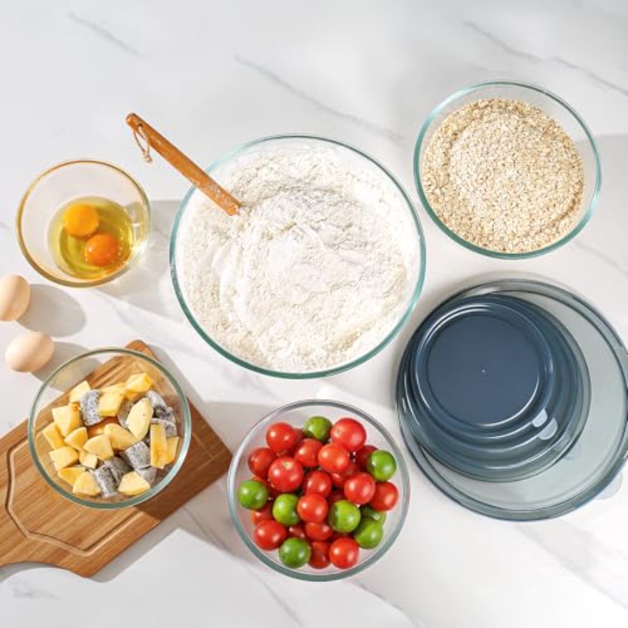 Glas-Rührschüsseln mit Deckeln – Kitchen Glass Baking Set Bewertung und Preis