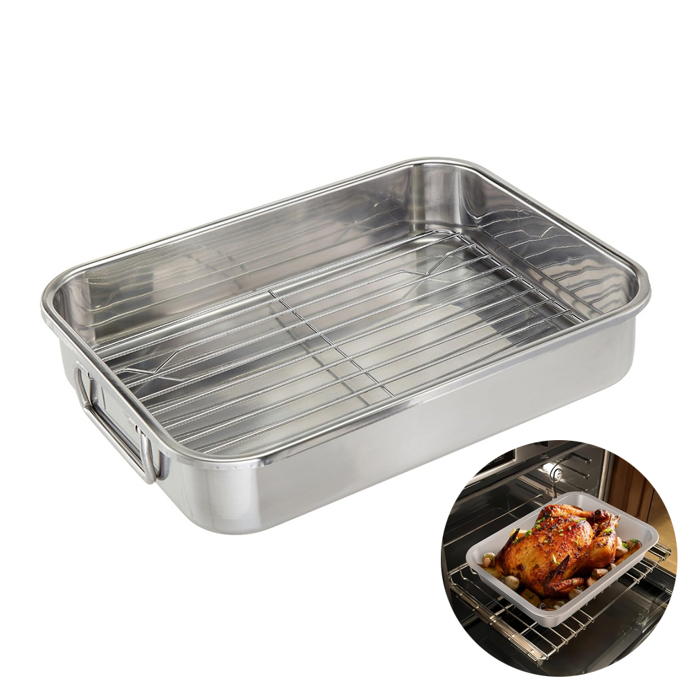 1 Satz Edelstahl-Bratdose mit  – Kitchen Baking Tray Set Bewertung und Preis